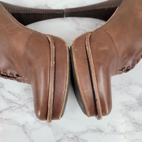 Ugg Jamison Whipstitch Ankle Boots Bootie Brown Leather Women's Heeled Platforms - Picture 14 of 15